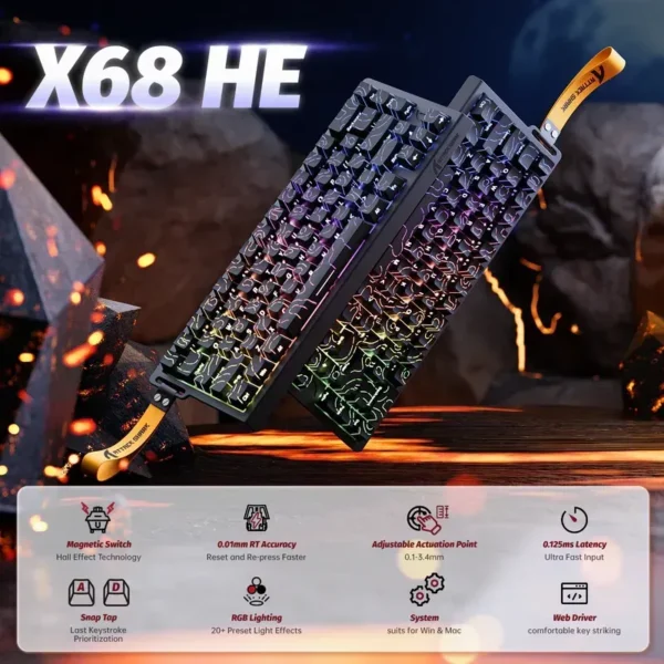 Ігрова клавіатура ATTACK SHARK X68 HE — фото 2